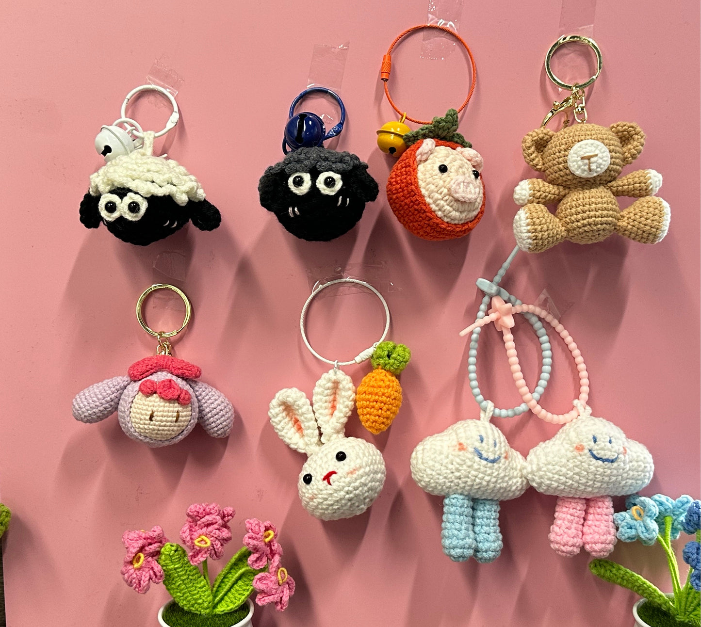 Hand knitted Woolen Key Chain/Bag Decor Black Sheep Sunday's Creative