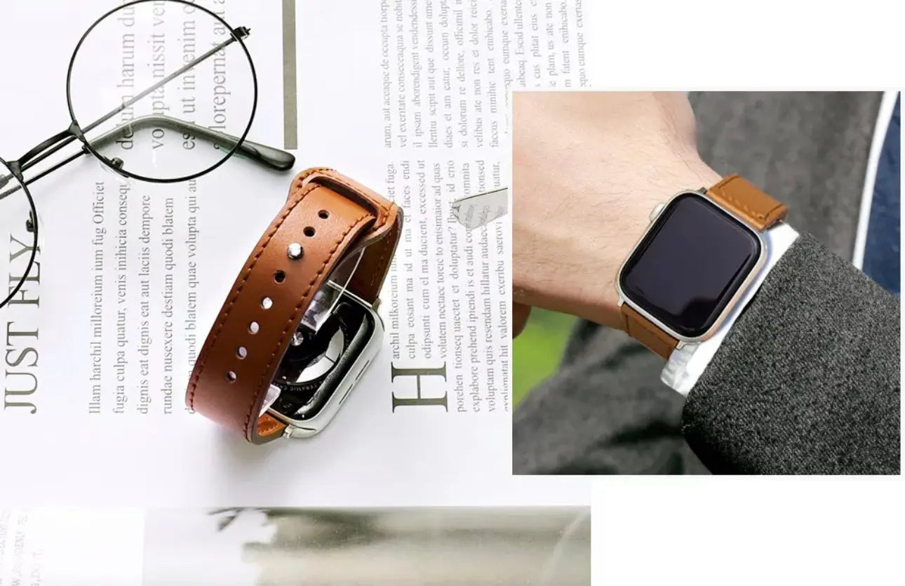 iWatch Leather band Orange strap band 38/40/41/42/44/45/49 mm Sunday's Creative