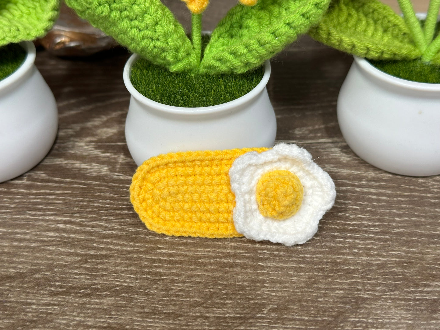 Hand knitted Woolen Hair Clip Yellow Flower Sunday's Creative