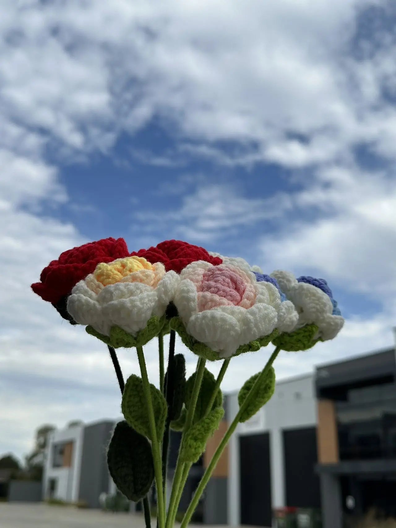 Hand knitted Woolen Roses Sunday's Creative