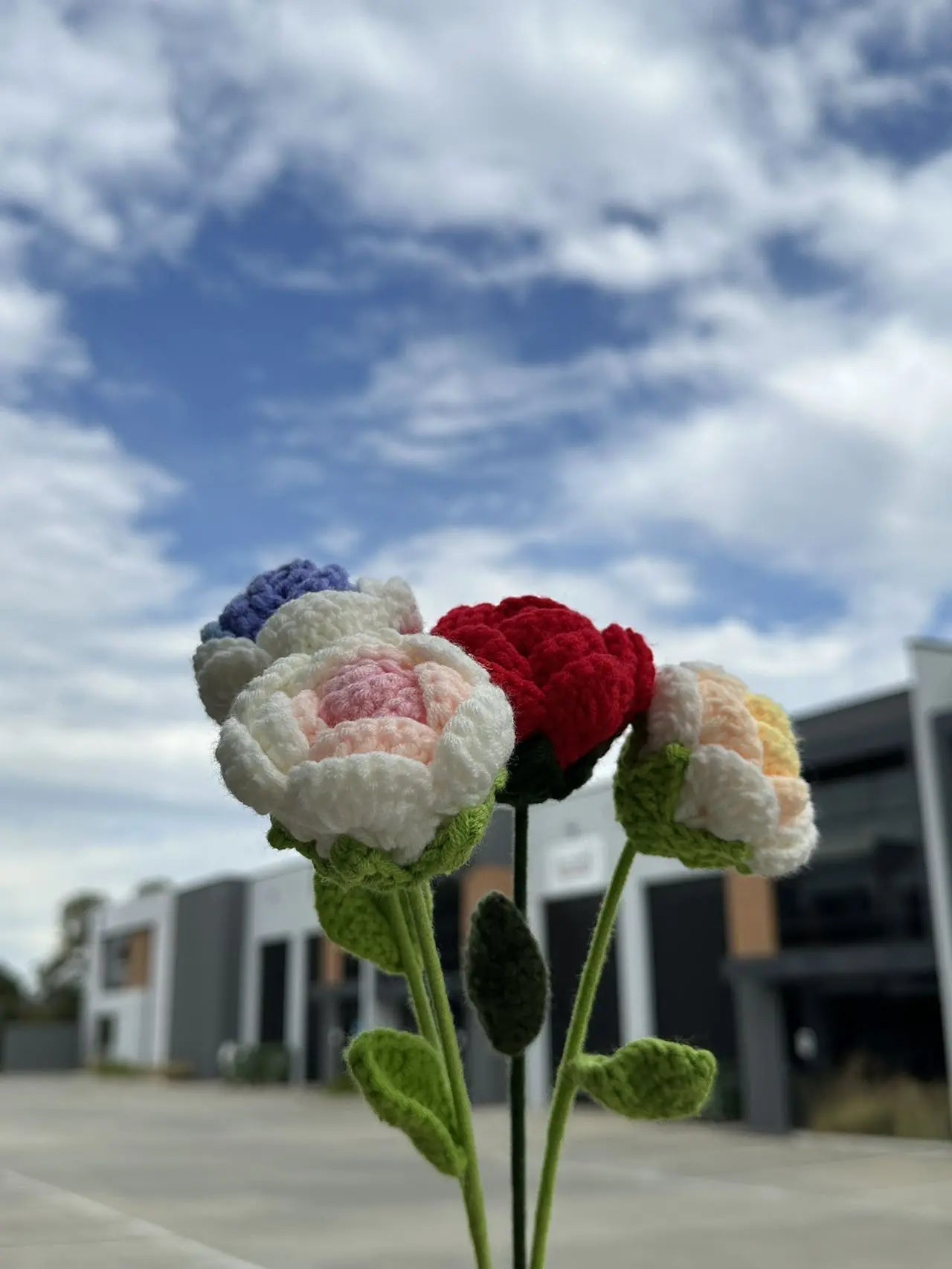 Hand knitted Woolen Roses Sunday's Creative