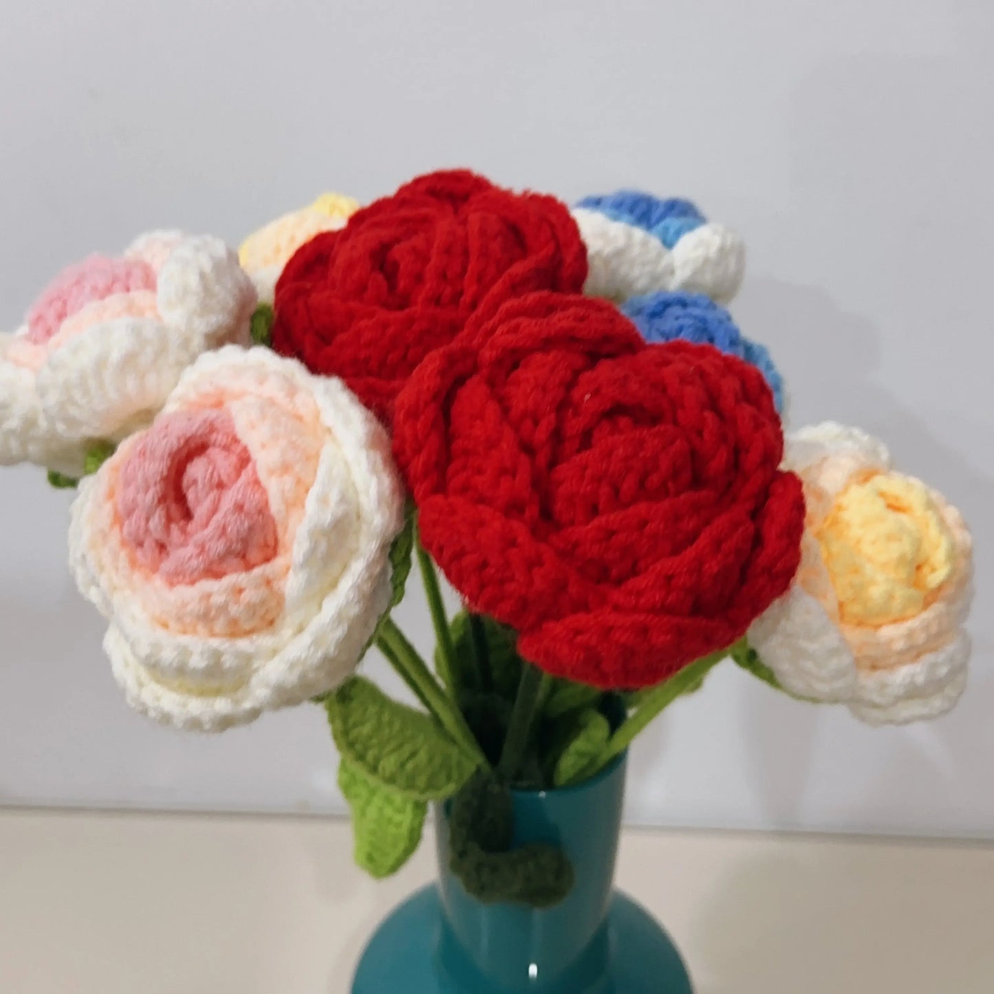 Hand knitted Woolen Roses Sunday's Creative
