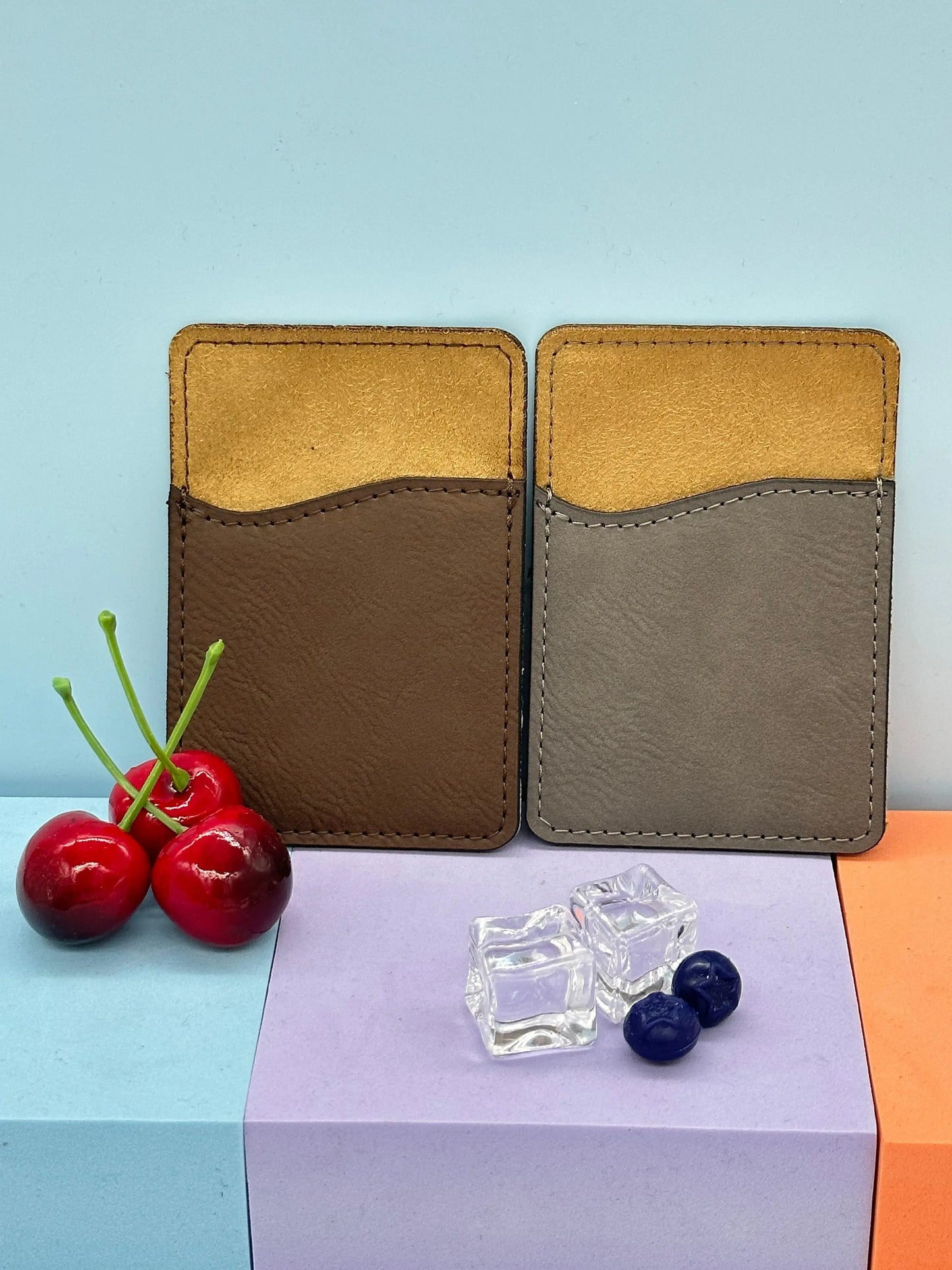 Personalised Initials Gold or Silver Emboss Leather Card Holder for Phone case Sunday's Creative