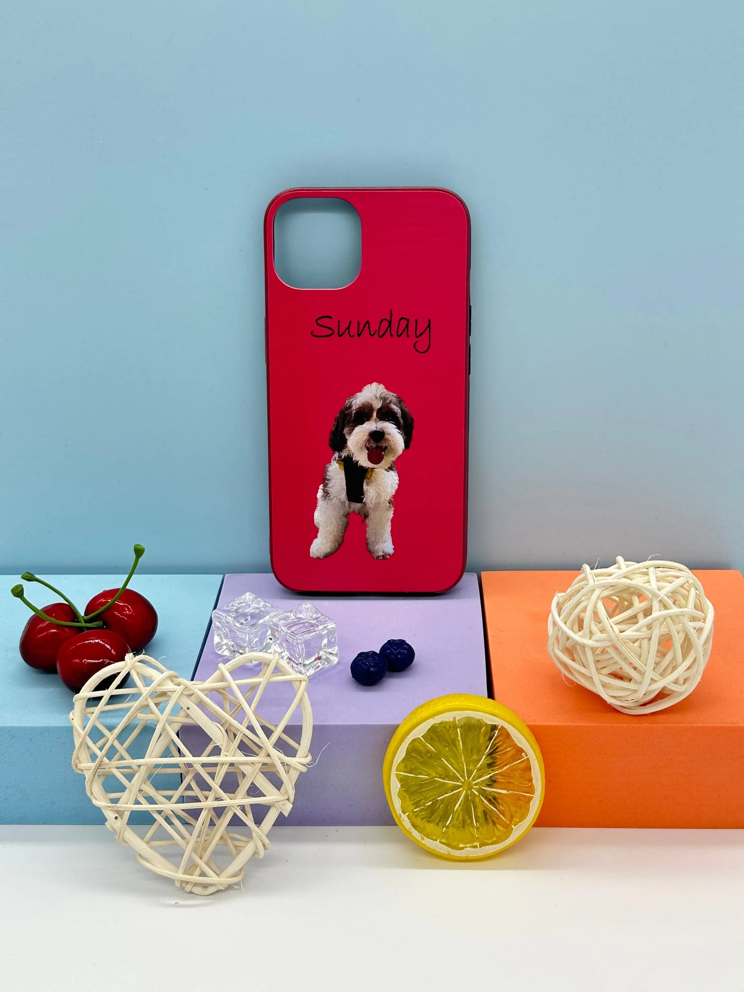 Personalized iPhone Samsung Case Cut out person, pets with name Sunday's Creative