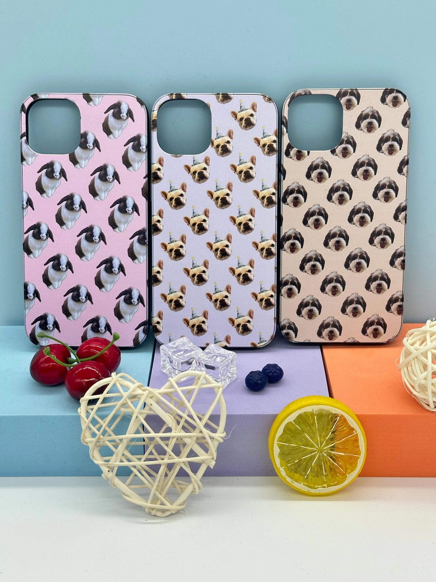 Personalized iPhone Samsung with backgroud color Cases (Multi Face Pattern) Sunday's Creative