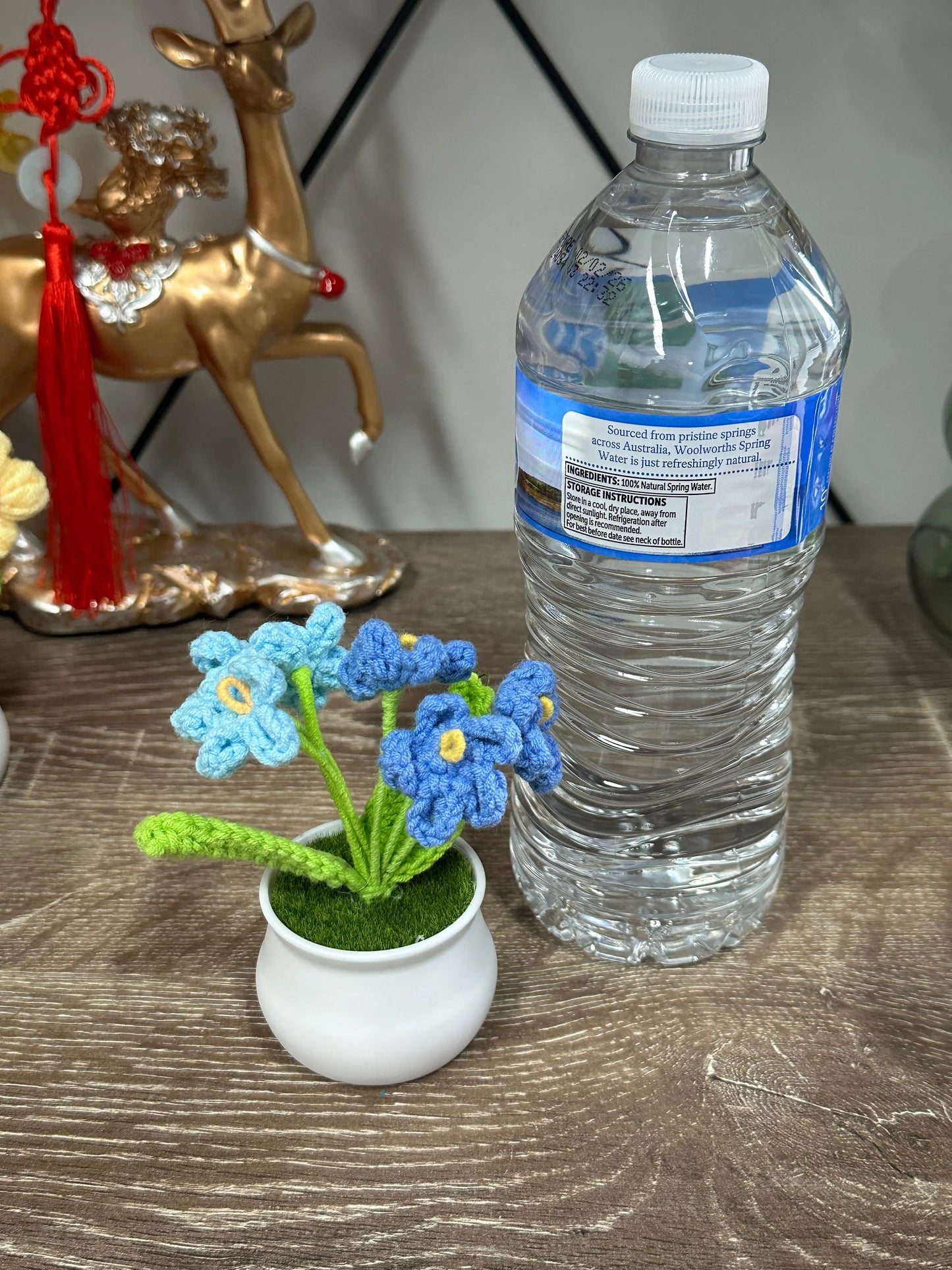 Pink Puff flower Hand Crochet Woolen knitting Flower Pot - Sunday's Creative
