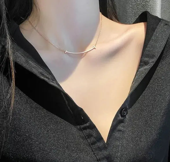 Stainless Steel Smile Designer Elegant Luxury Necklace Rose Gold Sunday's Creative