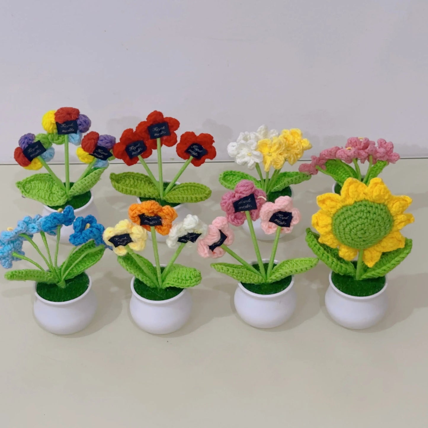 Woolen knitting flower pots Sunday's Creative