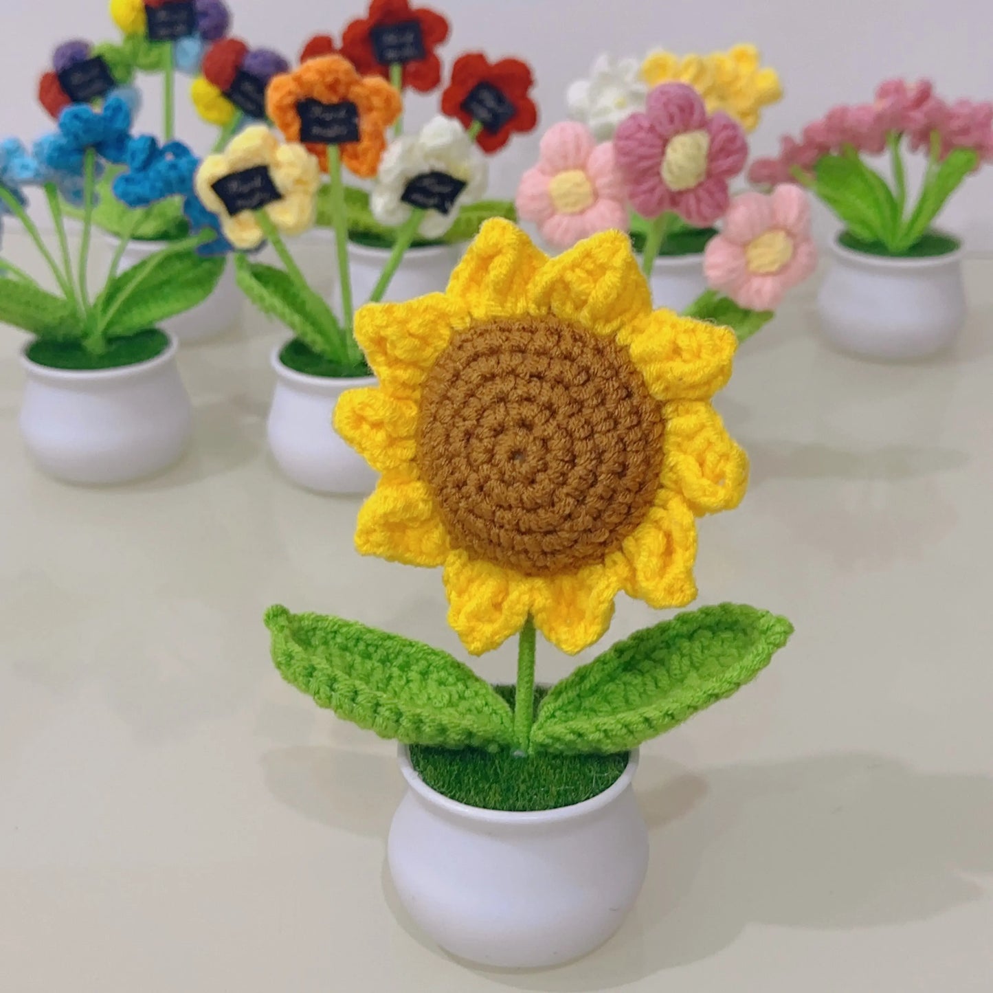 Woolen knitting flower pots Sunday's Creative