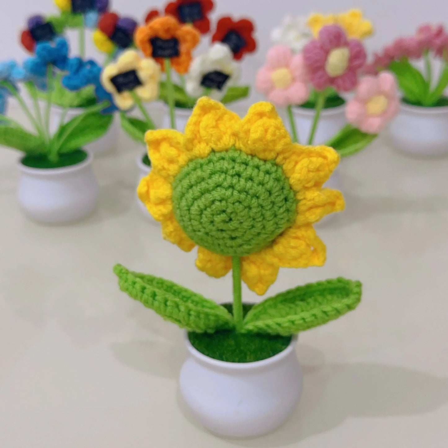 Woolen knitting flower pots Sunday's Creative
