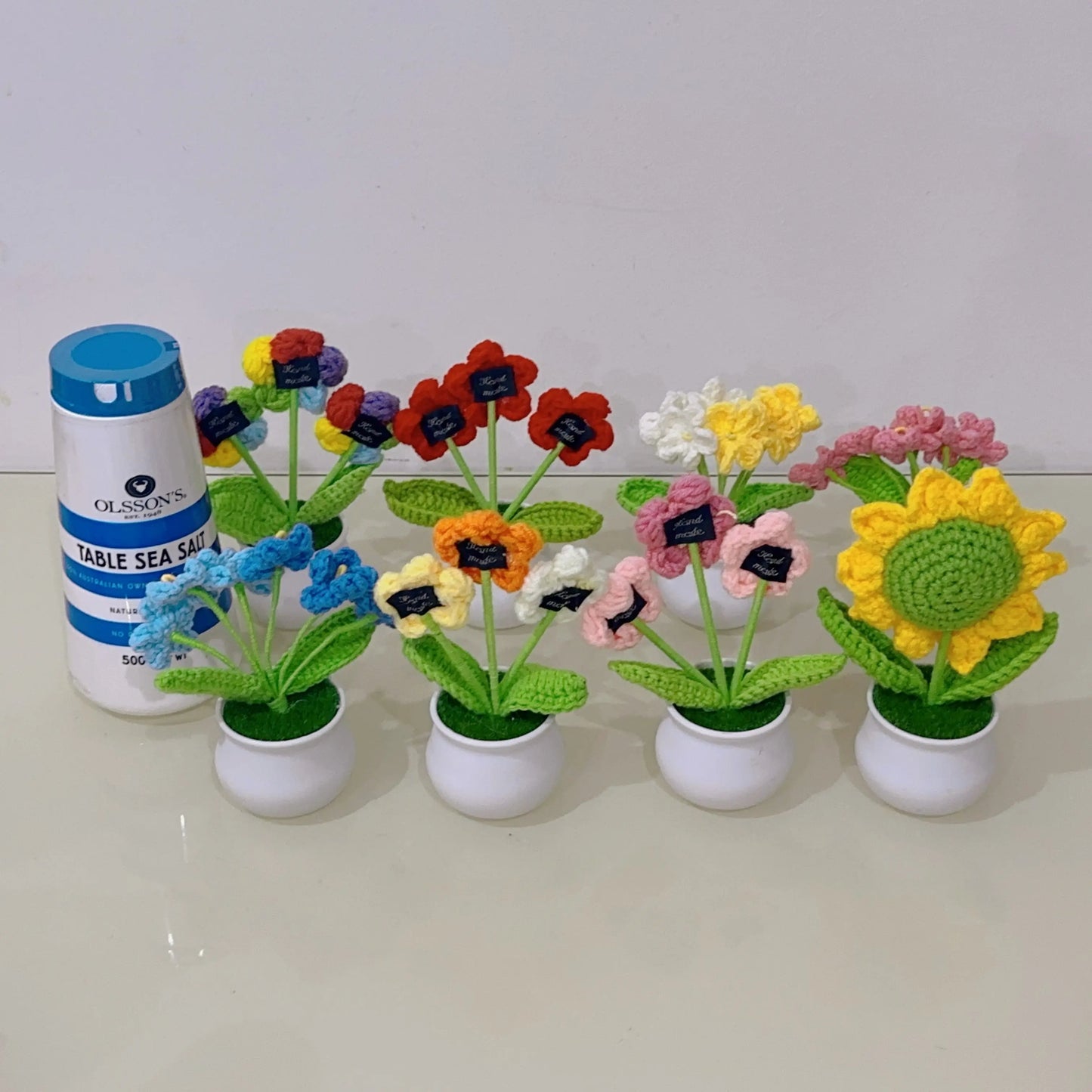 Woolen knitting flower pots Sunday's Creative