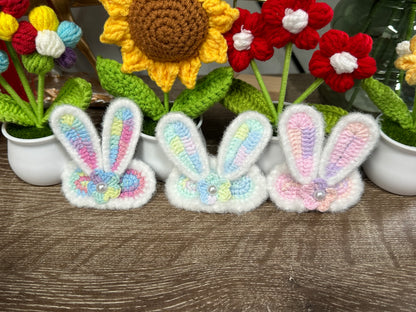 Hand knitted Woolen Hair Clip Rainbow Bunny Sunday's Creative