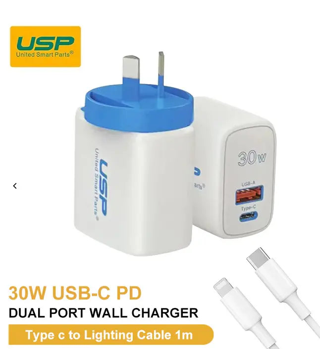 30W 2-Port Qualcomm Charger Quick Charge Wall Power Adapter with 1M Lighting cable Sunday's Creative
