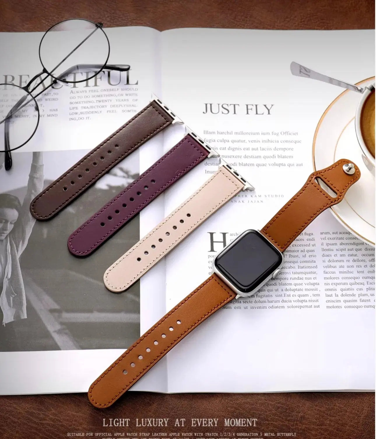 iWatch Leather band Orange strap band 38/40/41/42/44/45/49 mm Sunday's Creative