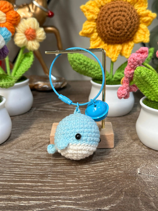 Hand knitted Woolen Key Chain/Bag Decor Blue Whale Sunday's Creative