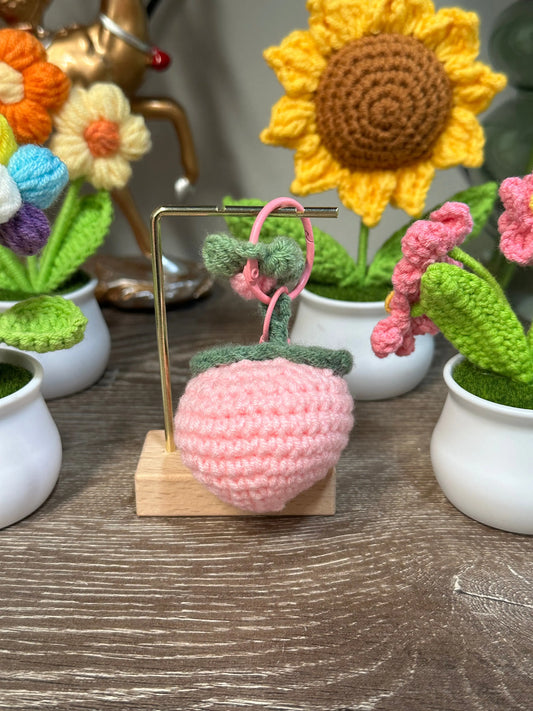 Hand knitted Woolen Key Chain/Bag Decor Pink Peach - Sunday's Creative