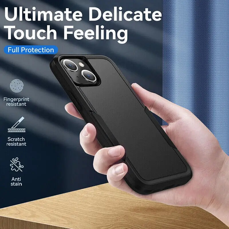 Black Heavy Duty Armor Light Case Phone Case for iphone 11 to iphone 15 pro max Sunday's Creative