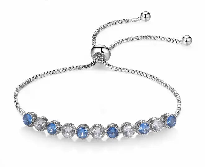 Blue and Shining Dimond Like Designer Elegant Luxury Bracelet Siver chain Sunday's Creative