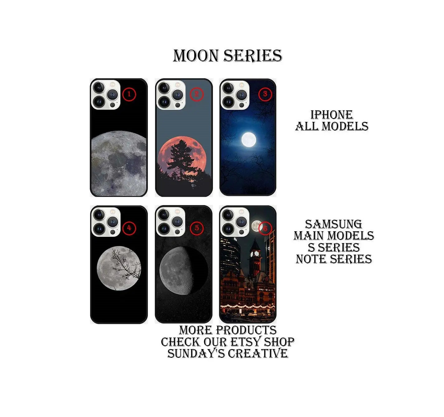 Designed phone cases  Moon series Sunday's Creative