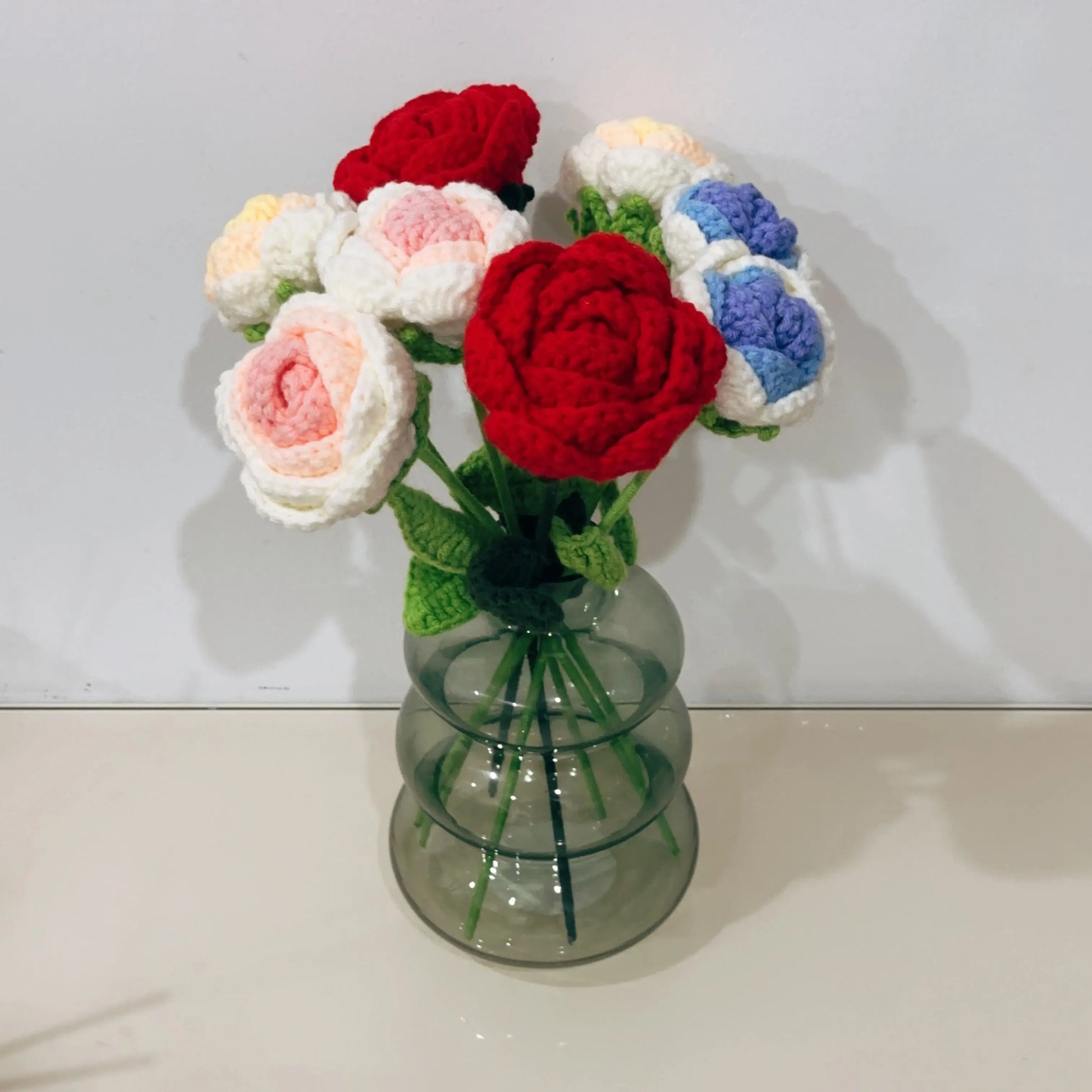 Hand knitted Woolen Roses Sunday's Creative