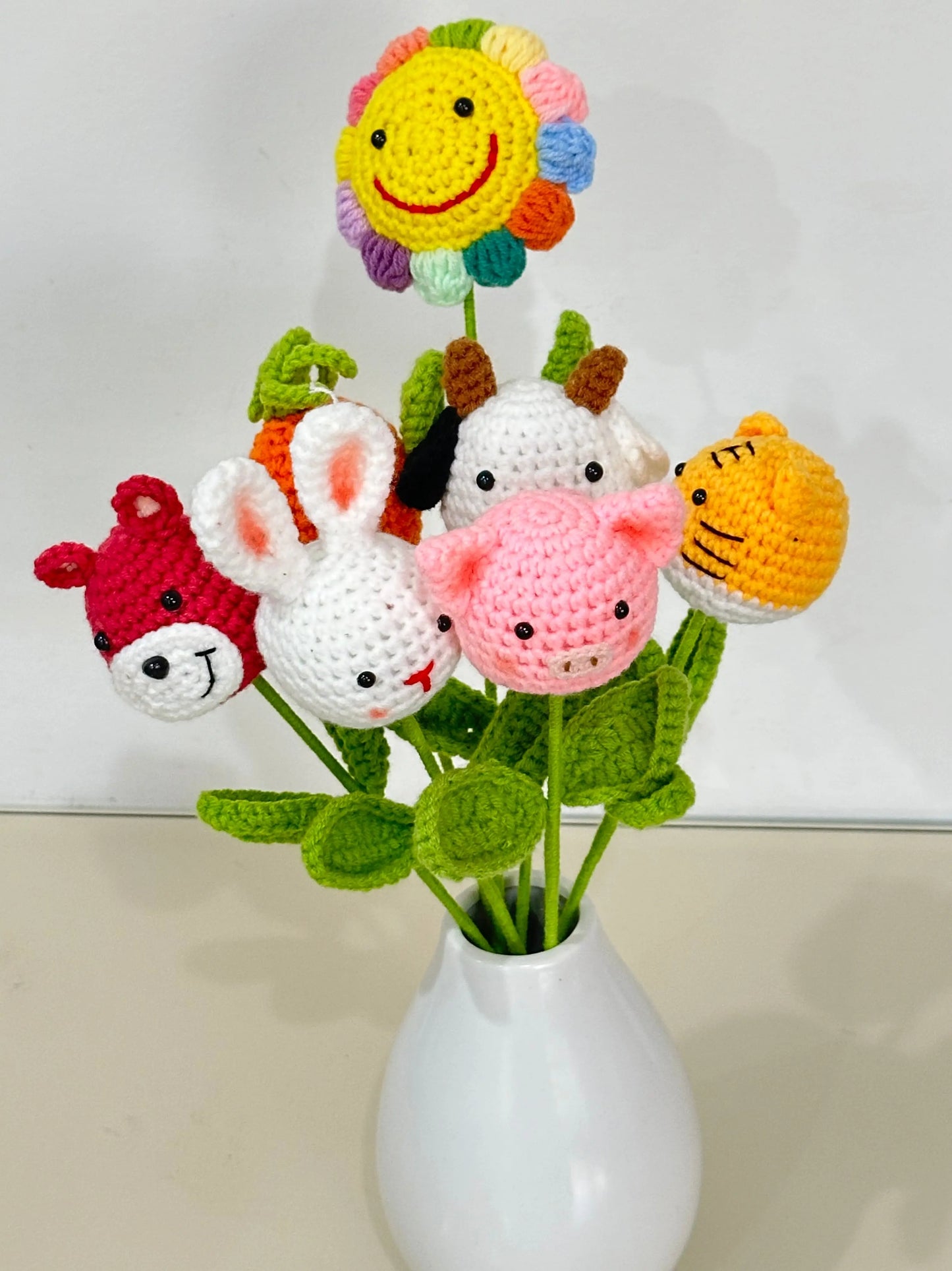 Hand knitted Woolen White Cow Sunday's Creative