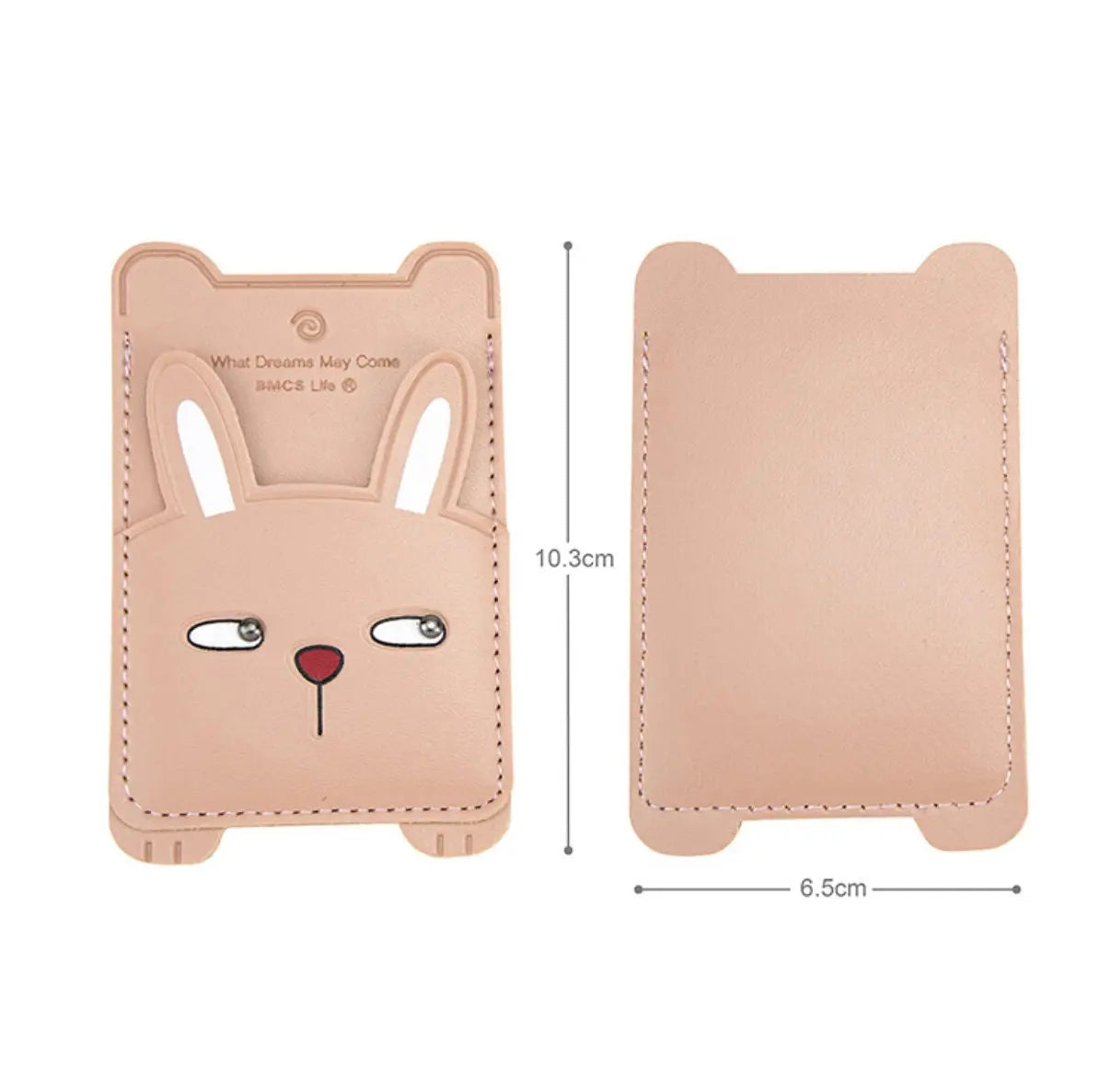 Personalized PU Leather Sticky Mobile Phone Wallet Card Holder Pink Rabbit or White Panda Sunday's Creative