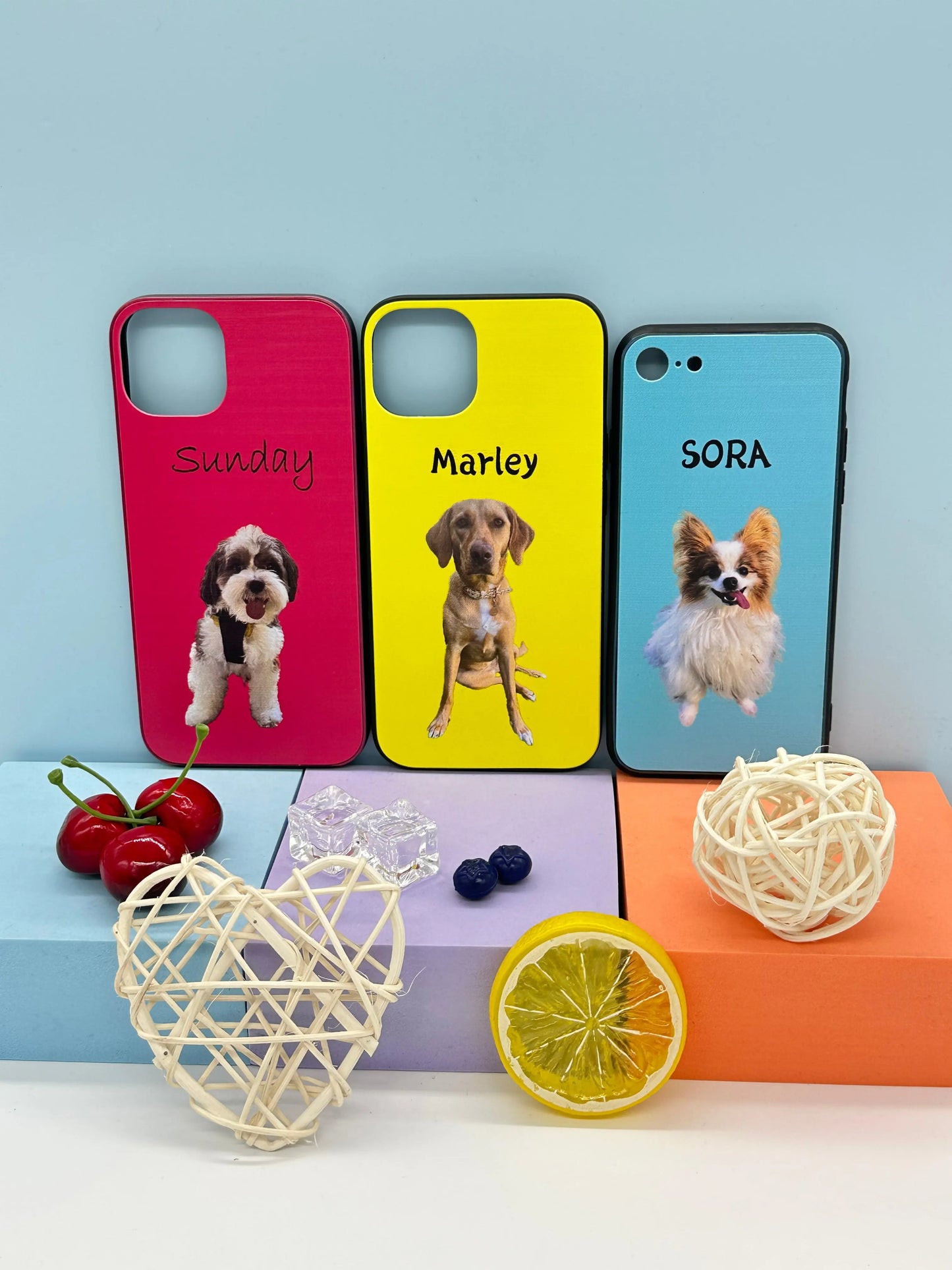 Personalized iPhone Samsung Case Cut out person, pets with name Sunday's Creative