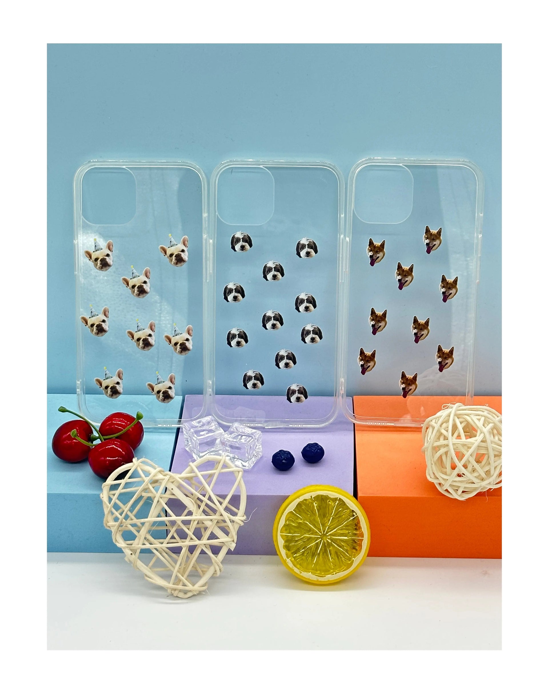 Personalized iPhone Samsung Clear Cases (Multi Face Pattern) Sunday's Creative