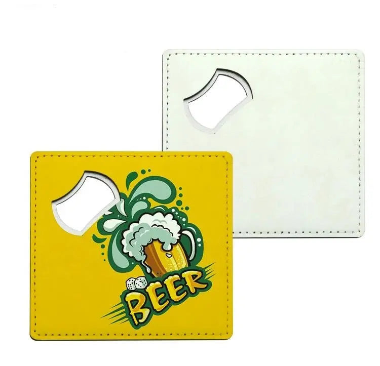 Personalized PU Leather Metal Beer Opener or Coaster Sunday's Creative