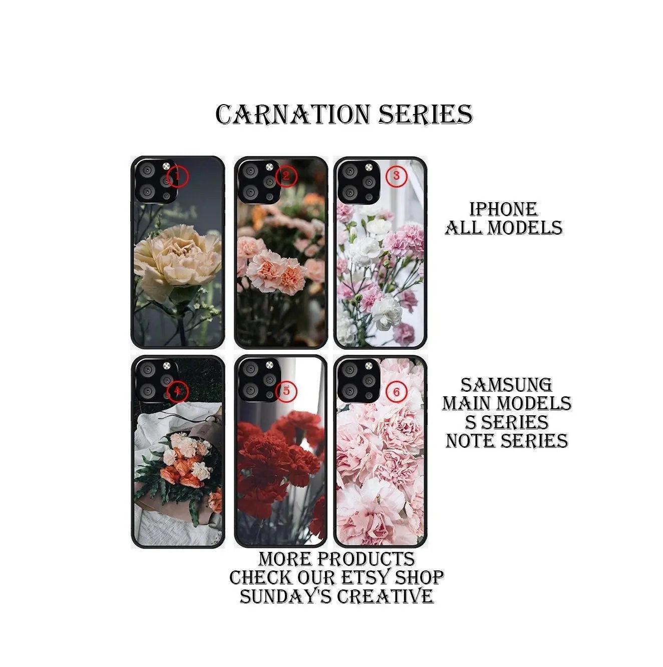 Designed phone cases Carnation series Sunday's Creative